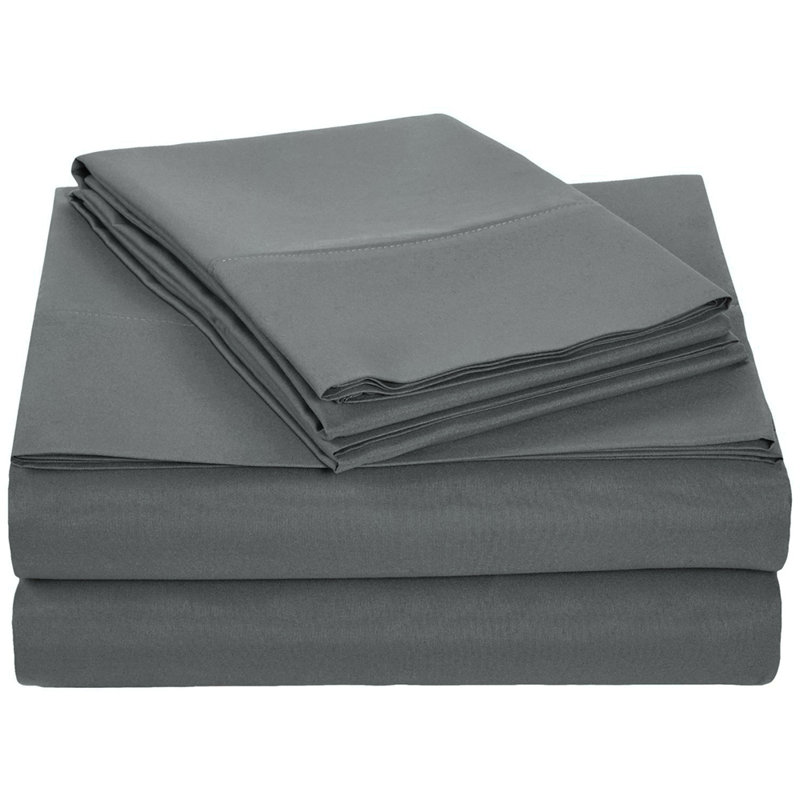 Ensemble de draps en microfibre Sallie, Gris charbon profond, Grand