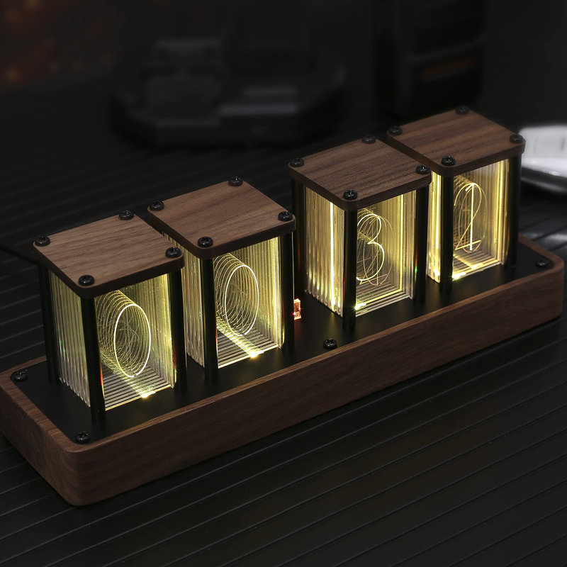 Horloge numérique en noyer Nixie