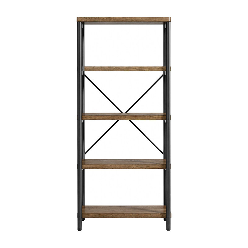 72"H x 32" W Magee Solid Wood Bookcase, Hickory