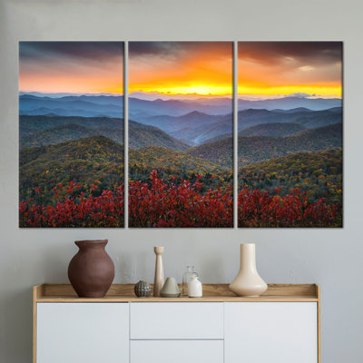 «Blue Ridge Parkway Mountain Landscape», art mural sur toile 3P