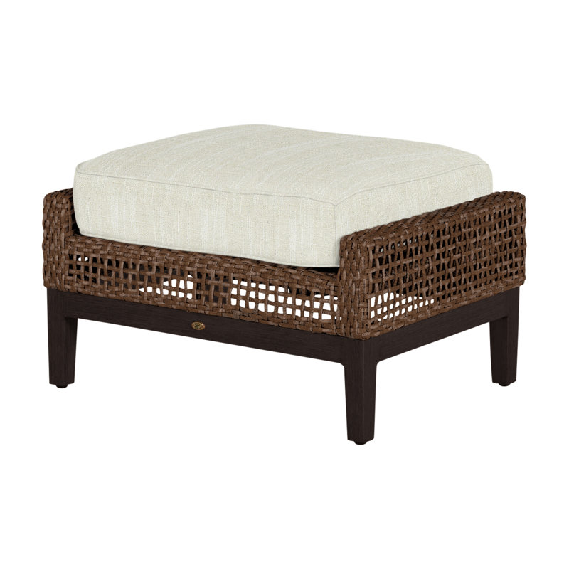 Repose-pieds péninsule tissé - acajou / châtaignier, Welt + bourre standard, InsideOut® Rollo ‑ lin crème