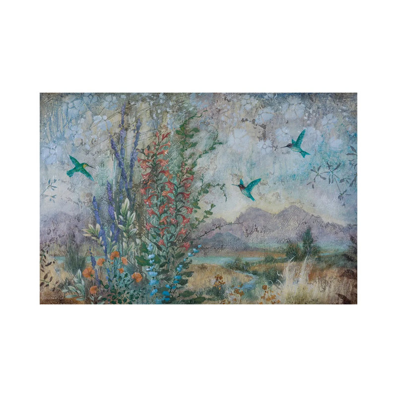 Dance Of The Hummingbirds by Lisa Marie Kindley - Wrapped Canvas Painting, 20.32 cm H x 30.48 cm W