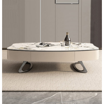 Table basse moderne en pierre ovale irrégulière