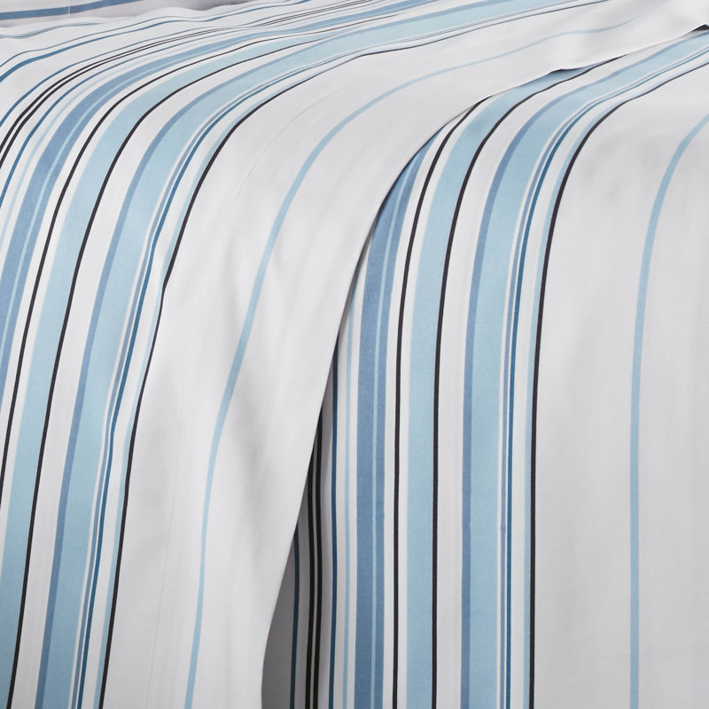 Ensemble de draps en microfibre Coastal Stripes Collection, Grand, Bleu