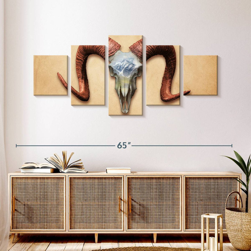 Daunting Ram Skull, 24" H x 55" W