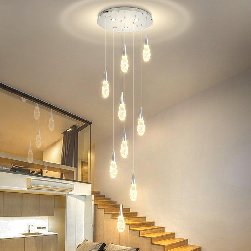 Lustre moderne en cristal 9 lumières Stairway