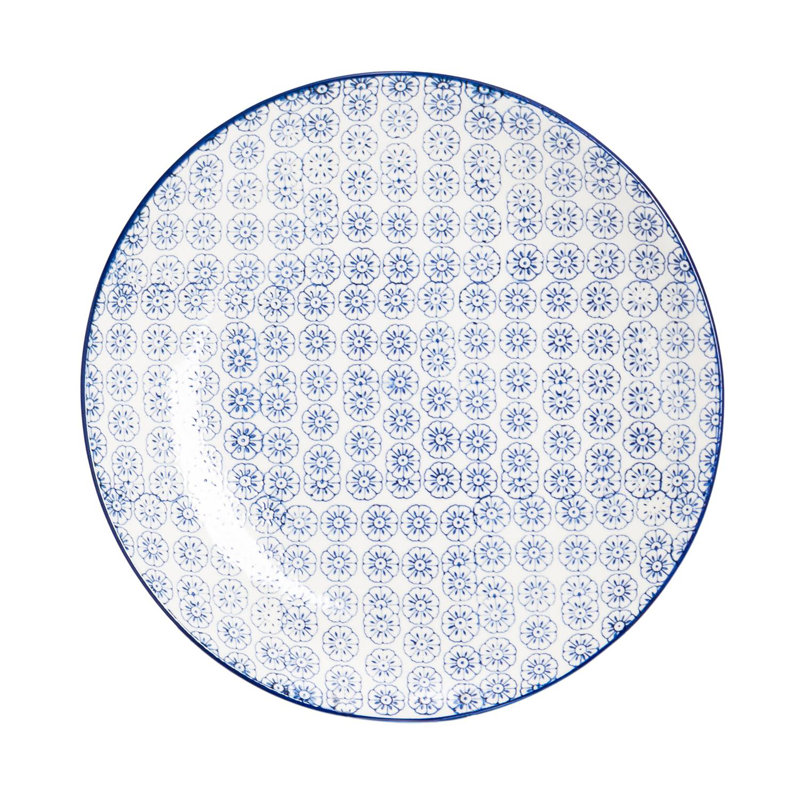 Nicola Spring - Hand-Printed Dinner Plates - Navy - Set of 6