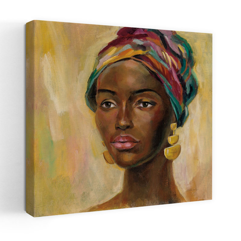 Art contemporain africain avec femme africaine, H 32 po x l 32 po