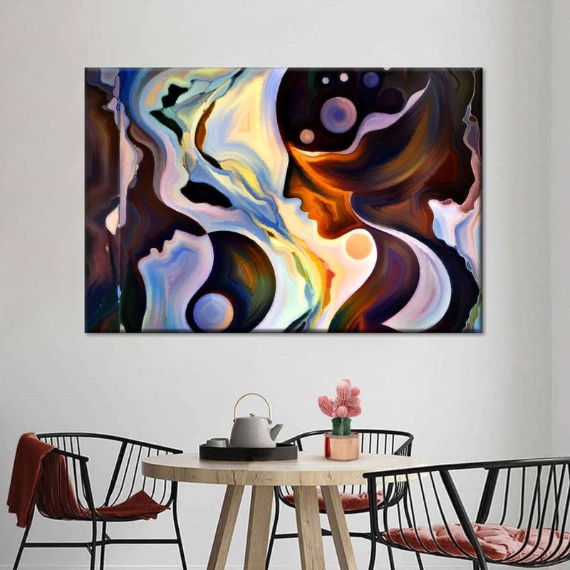 Abstrait humain - reproduction sur toile tendue, H 26 po x l 39 po x P 1,25 po