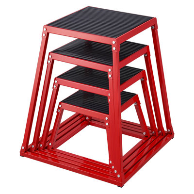 Boîtes de saut pliométriques, boîte de pli de 12/18/24/30 pouces, boîte de plateforme et d'agilité de saut, boîte d'exercice de remise en forme antidérapante pour l'entraînement en gymnastique à domicile, l'entraînement en force, rouge