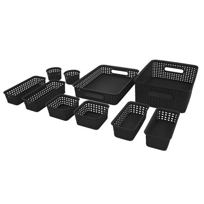  Corbeille en plastique Thinkspace, noir, paquet de 10