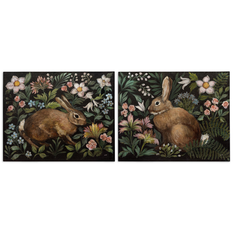 Ensemble de 2 toiles Flora and Fauna Garden, design par Julia Purinton, H 16 po x l 20 po