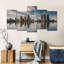 Detroit Skyline Reflection - Ensemble de 5 toiles tendues-1917392071