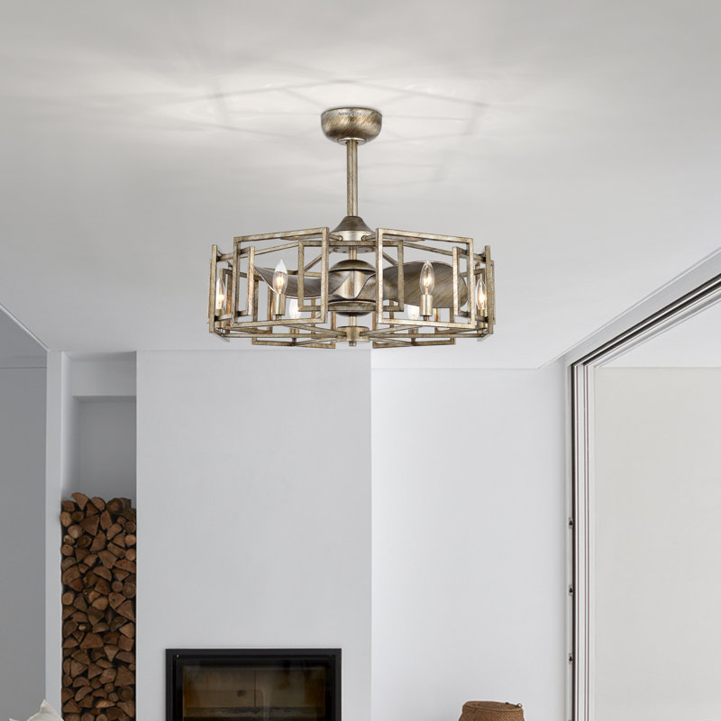 Ventilateur de plafond lustre 22 pales 22 po avec télécommande et ensemble d'éclairage inclus Amiyah