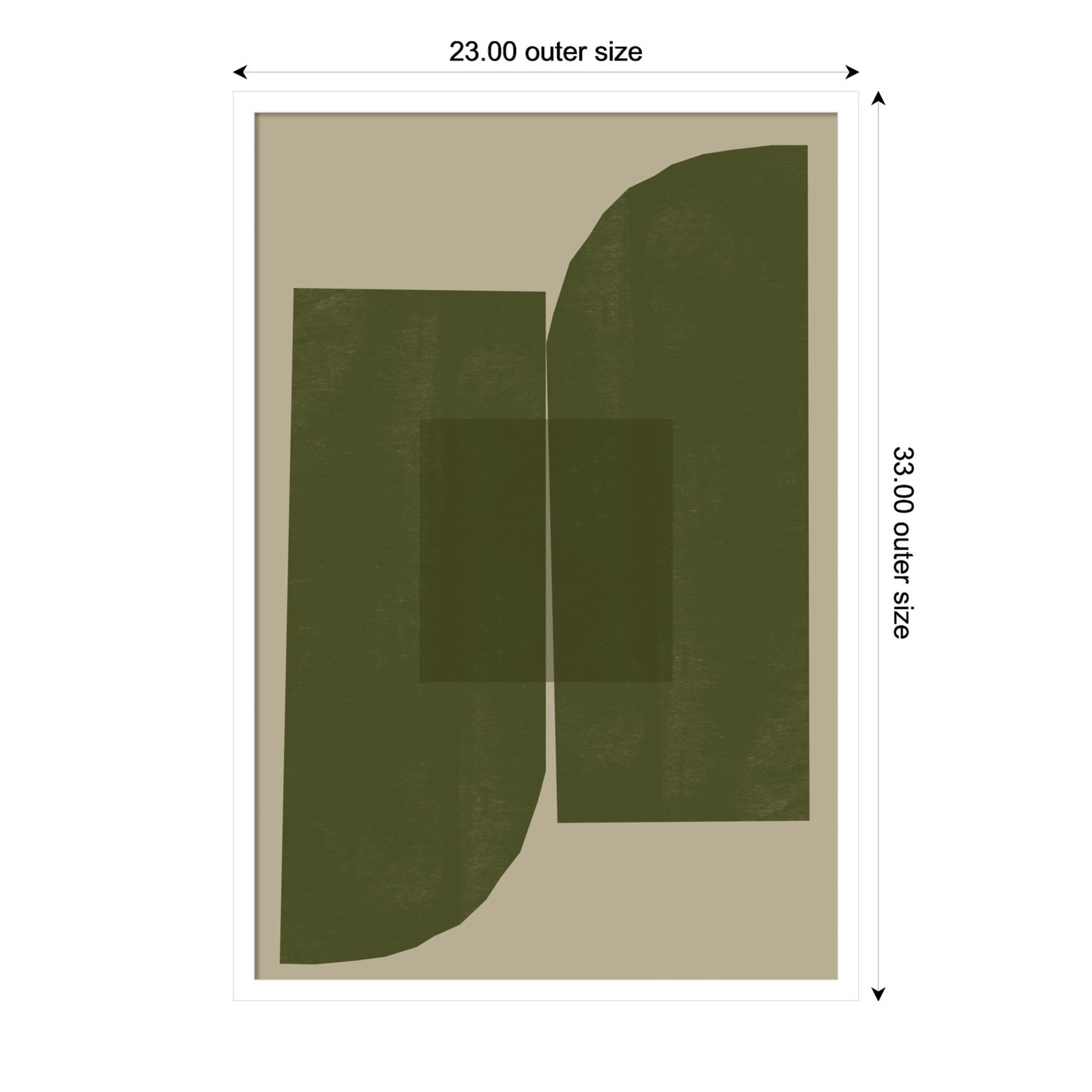 Percey "Green Composition 2" Print, White, 33" H x 23" W