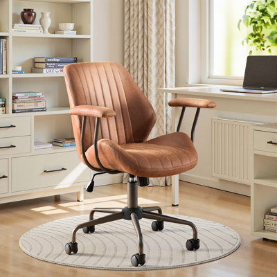 Kalysia Modern Suede Home Office Chair with Mid Back Support and Rolling Swivel Wheels for Executive Office by 17 Stories