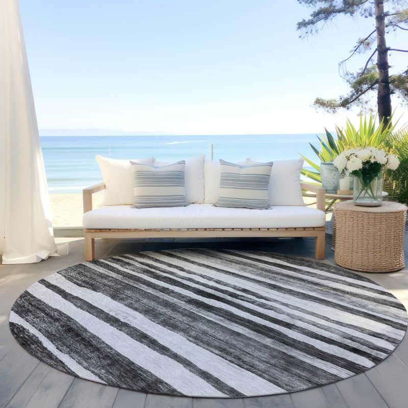 Tapis intérieur / extérieur gris Spinava , 2'3" x 7'6"