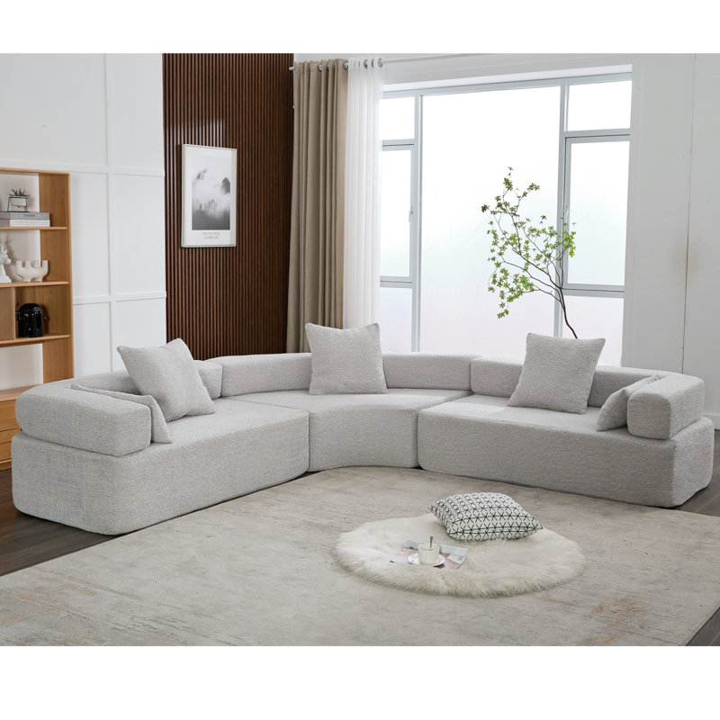 Oversized Combination Sofa,Curved Sofa, Gray