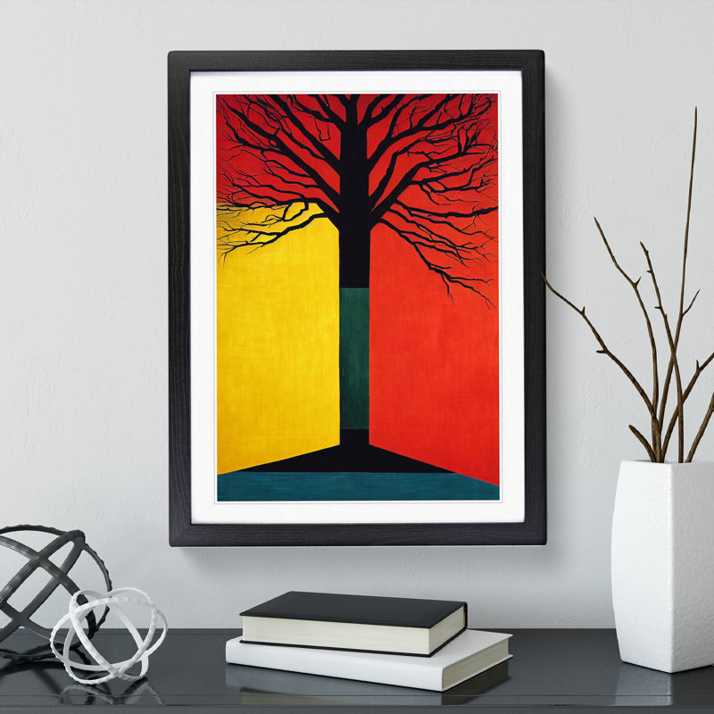 Abstract Tree No.1 - Single Picture Frame Print, 64cm H x 46cm W x 2cm D, Black Framed
