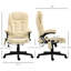 Fauteuil d'ordinateur en cuir beige avec chauffage et vibration, accoudoirs, télécommande pour un massage apaisant du bureau de travail 6 vibrations, accoudoirs inclinables chauffants tout confort