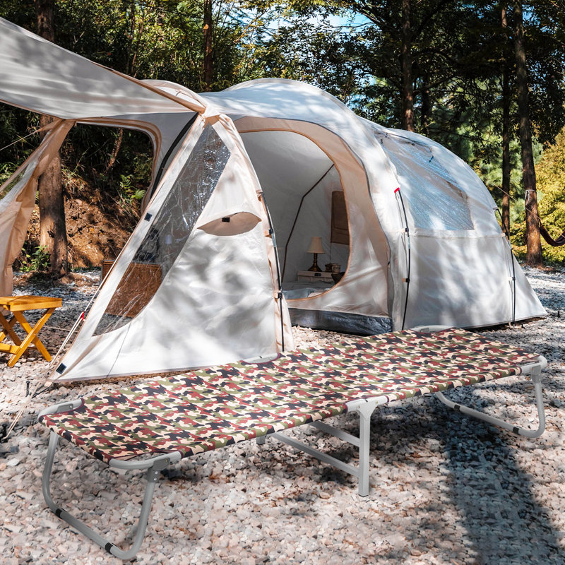 Camouflage Aluminum Folding Camping Cot with U-Shaped Legs