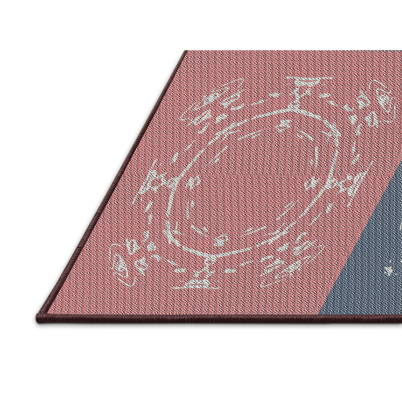 Tapis gris/zone rose à motifs, Rectangle 3 pi x 5 pi