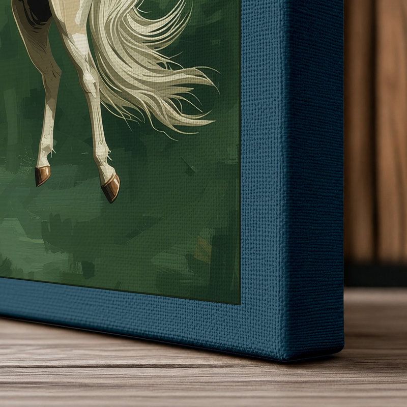 Classical Pegasus Japandi - Wrapped Canvas, 18x12 - 45.7 x 30.5 cm, Teal Border