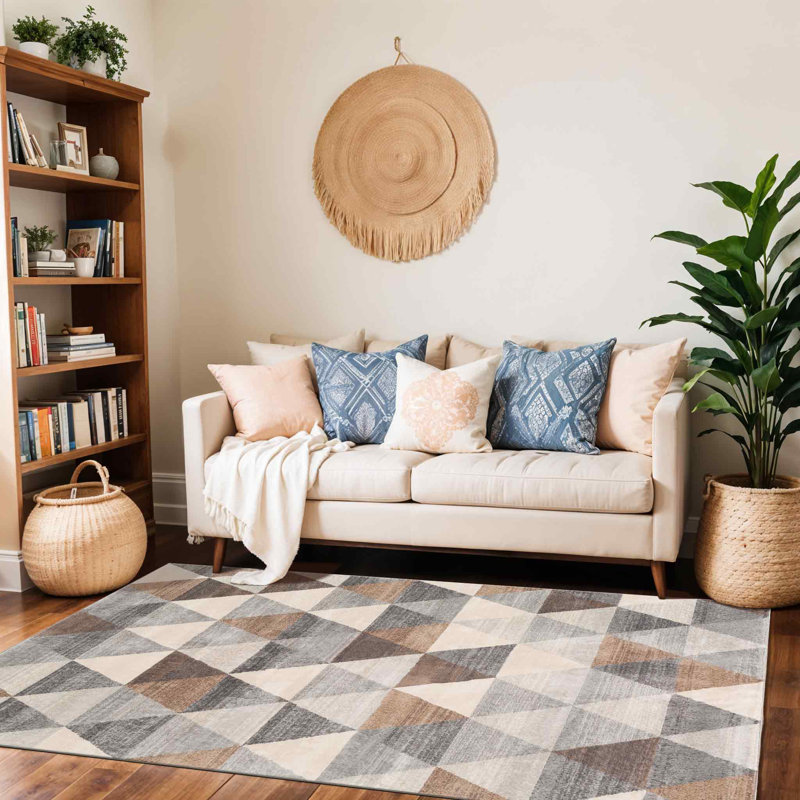 Geometric Area Rug, Rectangle 200cm x 274cm