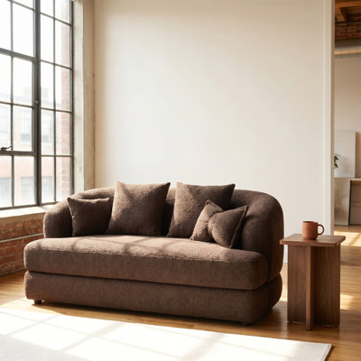 Le canapé brun de style moderne, le canapé-lit dépliant de 70 pouces, est livré avec 4 coussins décoratifs, parfait pour les salons et les appartements.