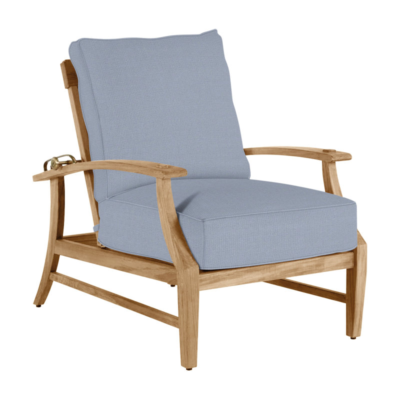 Croquet Teak Patio Chair with Cushions, Welt + Dream Fill, Linen Dove, Natural Teak