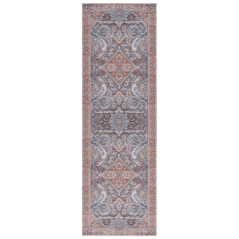 Abdussamad Oriental Gray/Rust Area Rug, Runner 2'6" x 8'