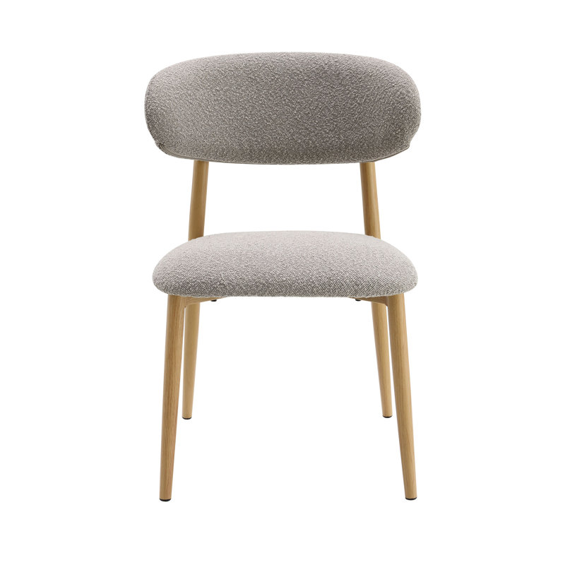 Ensemble de 2 chaises d'appoint Kacey Boucle, Naturel, Gris