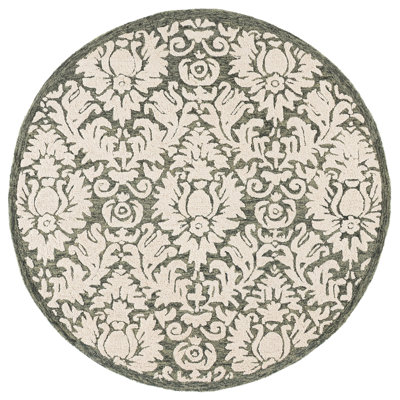 Blossom Hand Tufted Wool; Cotton Damask; Floral Indoor Rug
