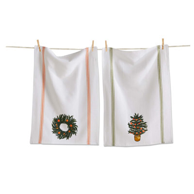  Citrus Tree & Wreath Dishtowel S/2