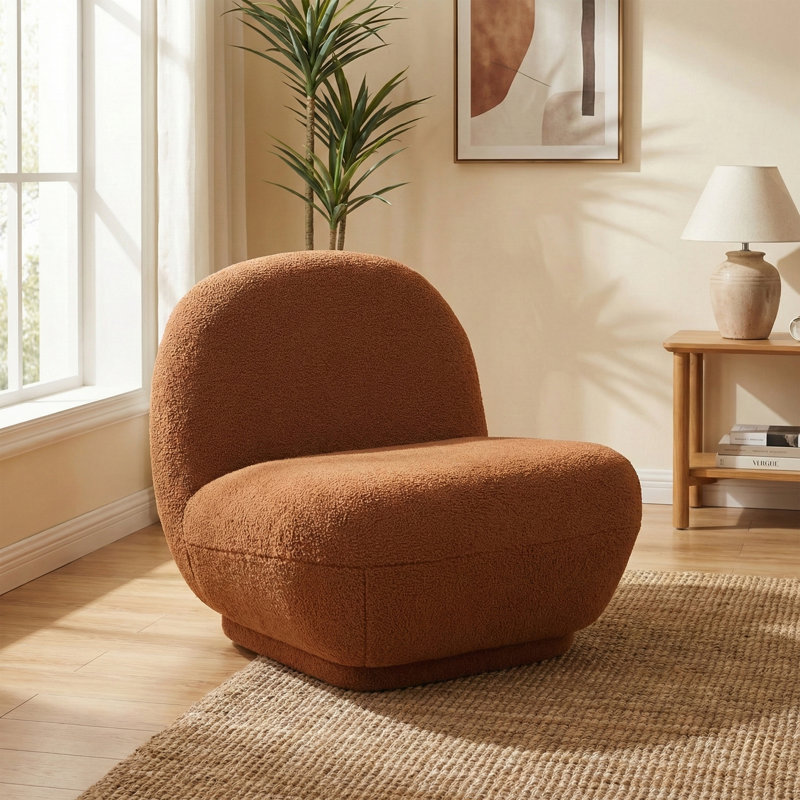 Boucle Accent Chair, Rust