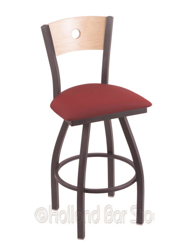 Tabouret de bar pivotant de 36" Lareau, Allante Espresso, Étain, Chêne Naturel