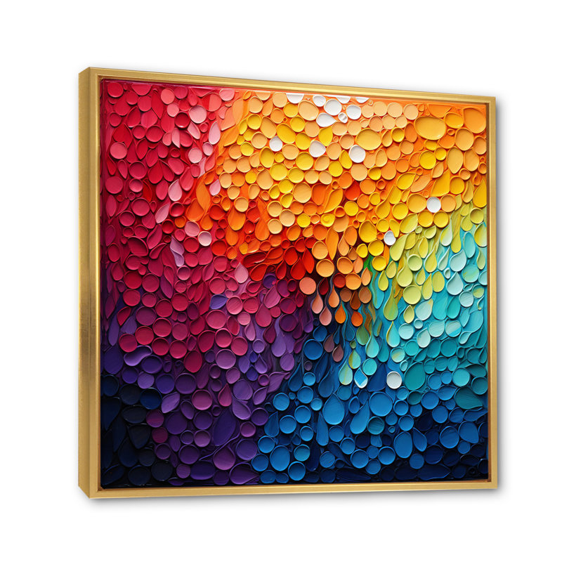 Hardedge Art Contrasting Cadence I - Décoration murale abstraite, Cadre flottant doré, H 16 po x l 16 po x P 1 po