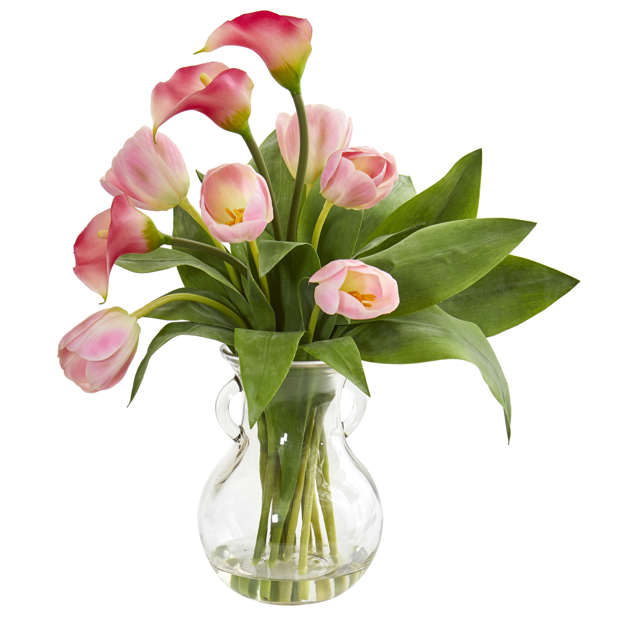 House of Hampton® Artificial Calla Lily Mixed Centerpiece in Vase ...