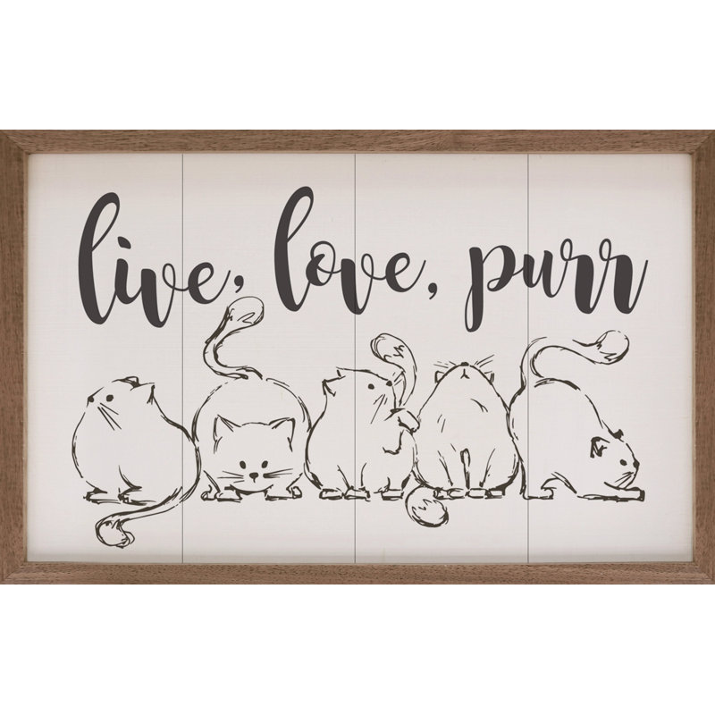 Live Love Purr - chat blanc, H 10 po x l 16 po