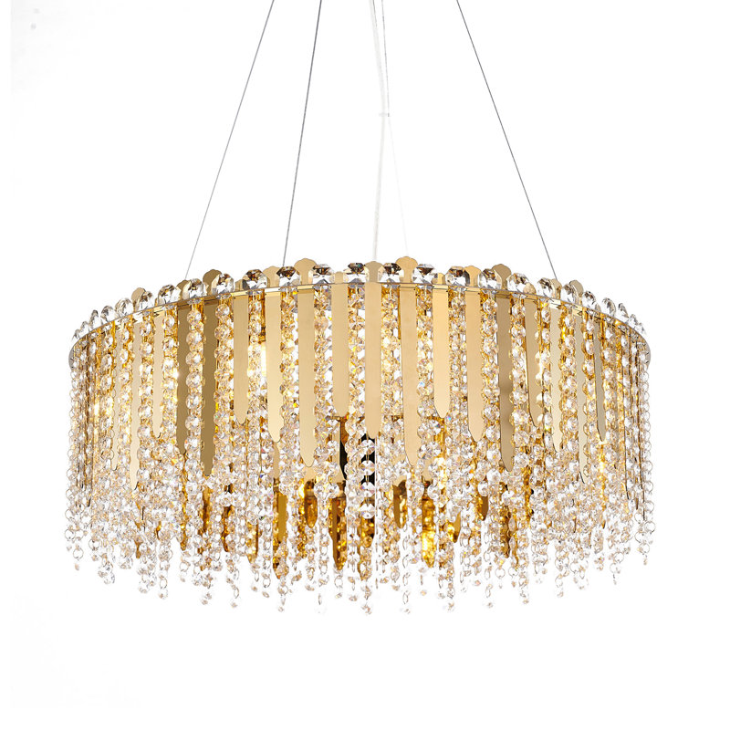 Transitional 12 Light Crystal Round Chandelier, 10" H x 24" W x 24" D, 12