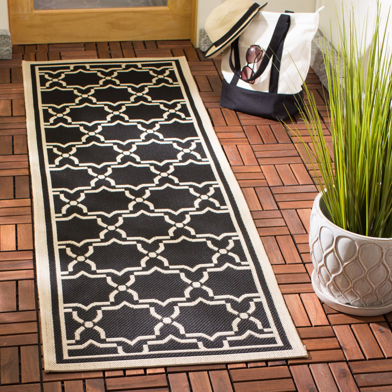 Tapis d'intérieur / extérieur à motif géométrique Dirks Performance, Tapis de couloir 2 pi 3 po x 14 pi