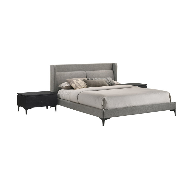Ensemble de chambre avec lit plateforme 3 pièces Modlin, Grand, Gris