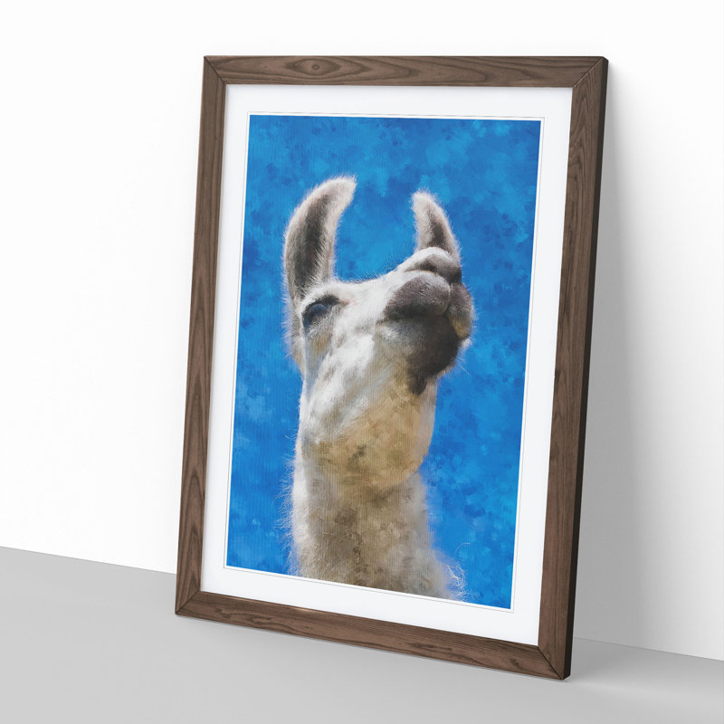 White Camel Painting - Picture Frame Graphic Art, 48cm H x 36cm W x 2cm D, Walnut