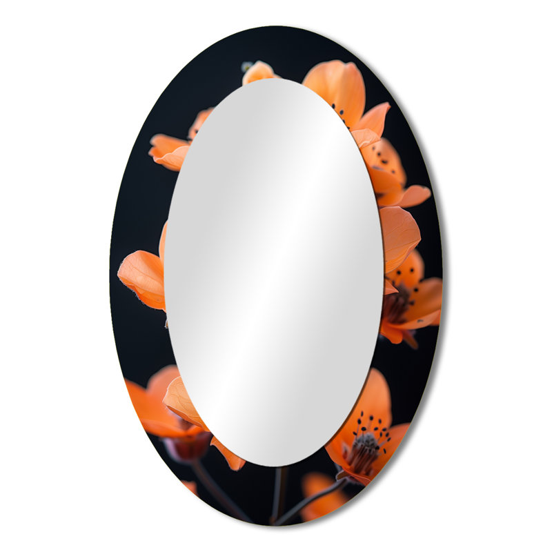 Miroir mural ovale orange et noir, 36 po x 24 po