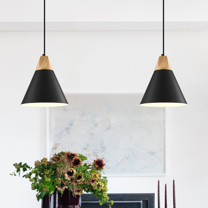 Farmhouse Pendant Light, 9.4inch, 2 Packs- Green Industrial Kitchen Pendant Lights for Bedroom, Office,Sink, Library, Green