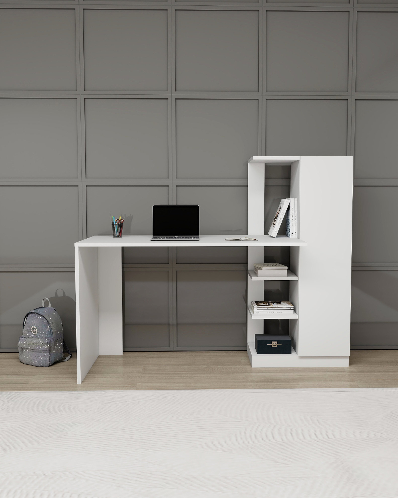 Brayden Studio Aryton 150cm W Rectangle Computer Desk with and Cabinet ...
