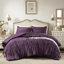 Édredon pour grand lit 3 pièces, mauve, microfibre, style champêtre français, décor, sensation moelleuse toutes saisons, standard 100, lavable à la machine dans une ambiance mauve avec motif et attaches, doux pour les saisons,