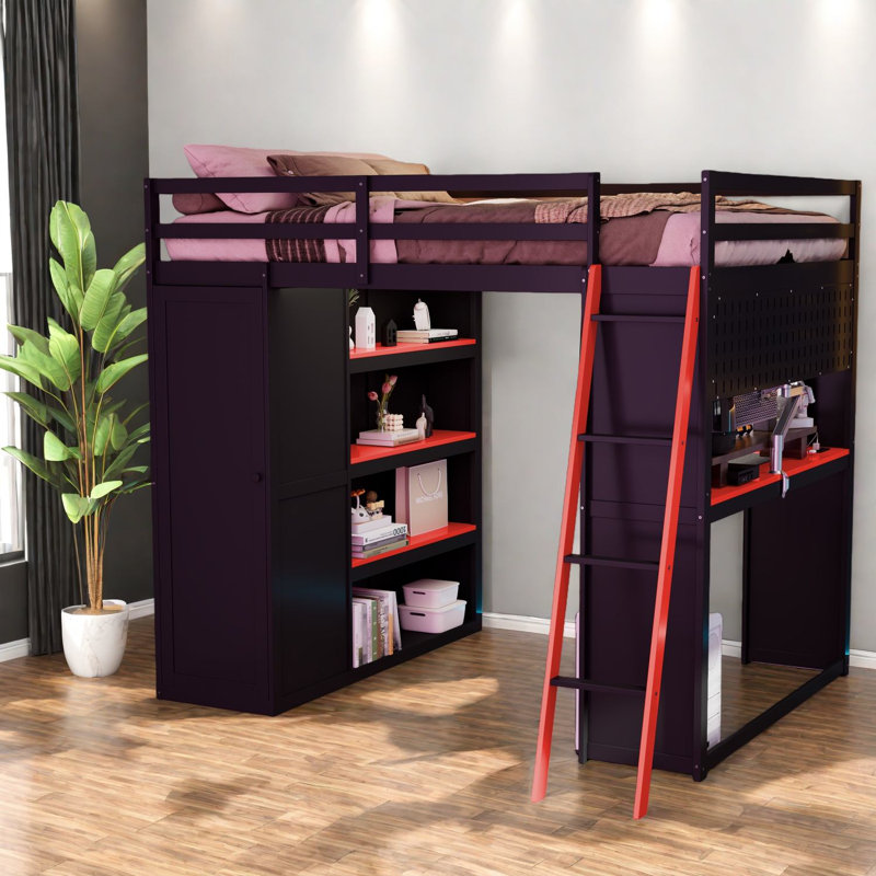 Lit mezzanine en bois multifonctionnel avec rangement multifonctionnel pour la maison