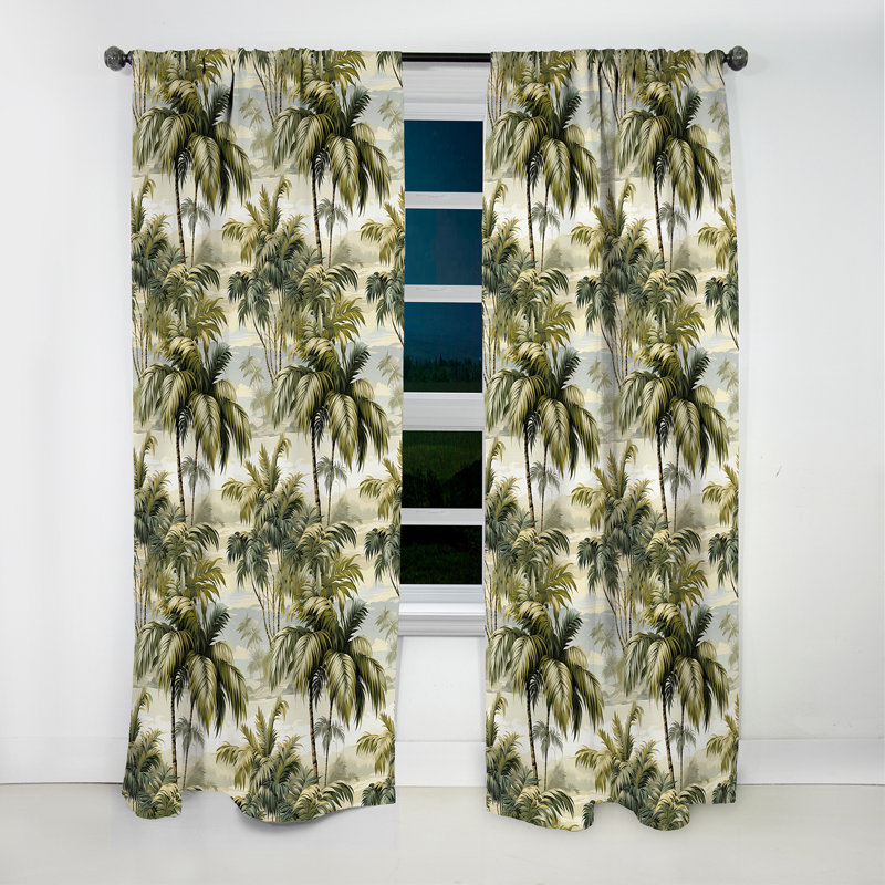 Motif tropical Whispering Palms - rideau en velours tropical - obscurcissant - 1 panneau, L 52 po x L 108 po