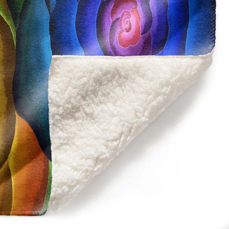 Couverture sherpa doux pour fleurs joyeuses iv, l 68 po x L 80 po